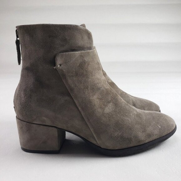 Sesto Meucci Foss Ankle Boot Womens 8.5 Beige Suede Back Zip Made in Italy - Picture 2 of 11